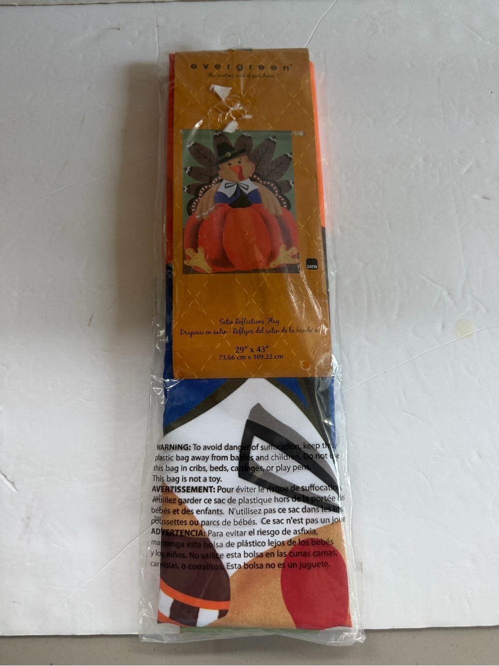 Evergreen Satin Reflection Flag, Thanksgiving 29”x43”